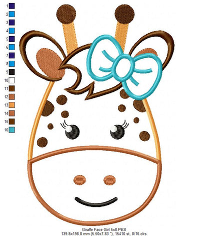 Giraffe Face Boy and Girl - Applique - Set of 2 designs