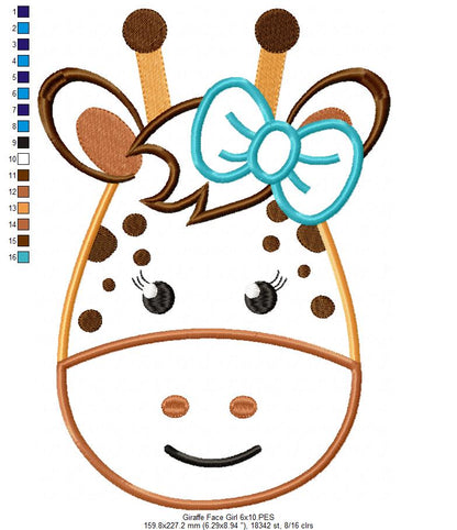 Giraffe Face Boy and Girl - Applique - Set of 2 designs