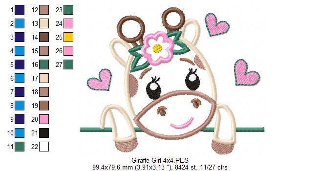 Giraffe Girl - Applique Embroidery