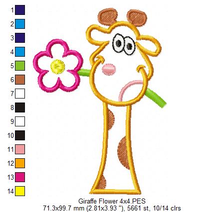 Giraffe and Flower - Applique Embroidery