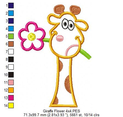 Giraffe and Flower - Applique Embroidery
