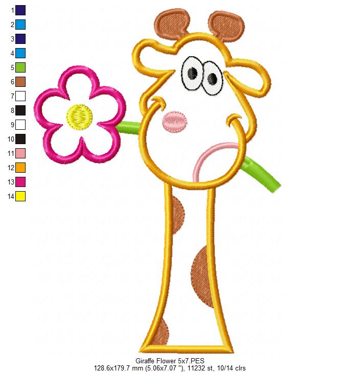 Giraffe and Flower - Applique Embroidery