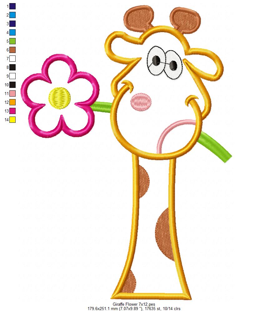 Giraffe and Flower - Applique Embroidery