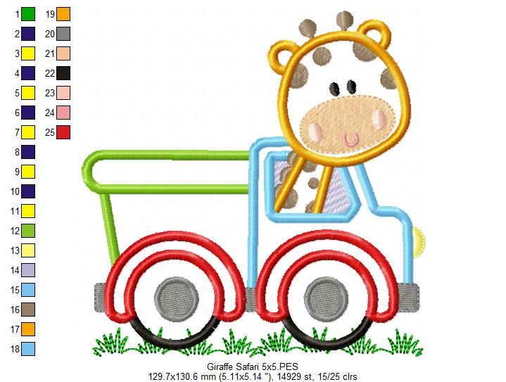 Giraffe in a Truck - Applique