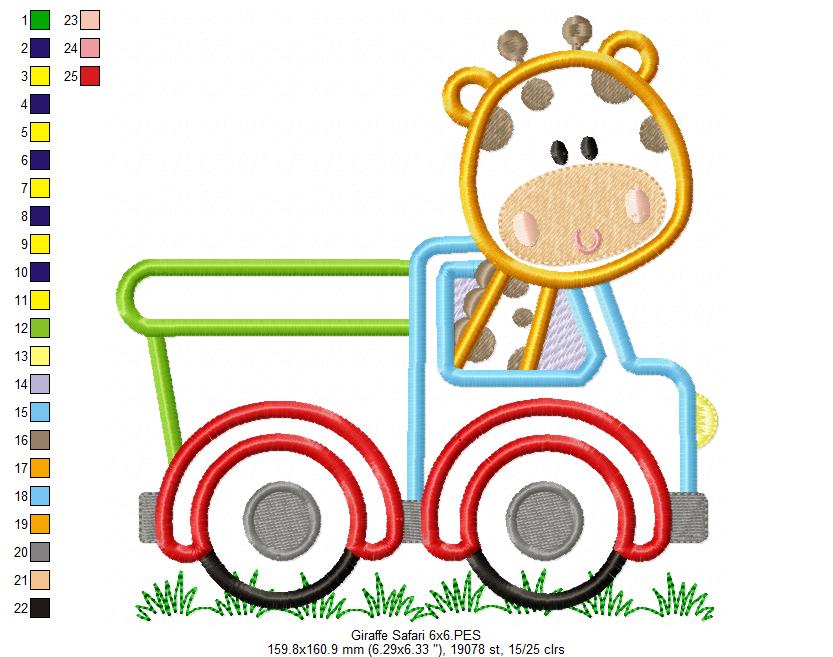 Giraffe in a Truck - Applique