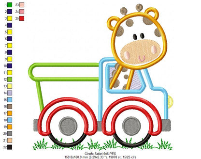 Giraffe in a Truck - Applique