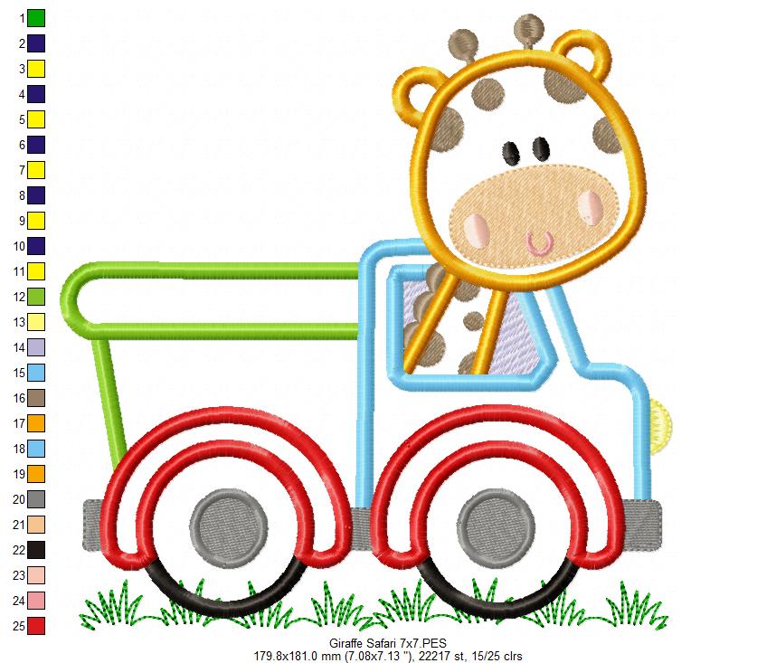 Giraffe in a Truck - Applique