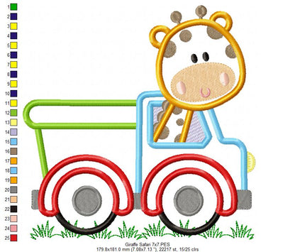 Giraffe in a Truck - Applique
