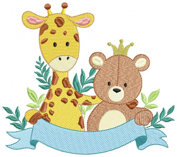 Giraffe and Prince Bear - Fill Stitch
