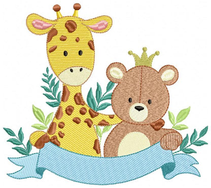 Giraffe and Prince Bear - Fill Stitch