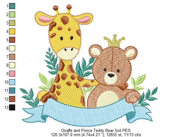 Giraffe and Prince Bear - Fill Stitch