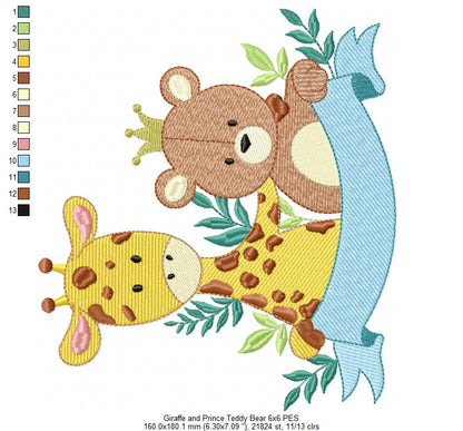 Giraffe and Prince Bear - Fill Stitch