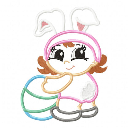 Baby Girl Bunny with Easter Egg - Applique