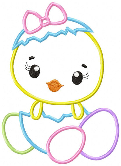 Girl Chick in Easter Egg - Applique