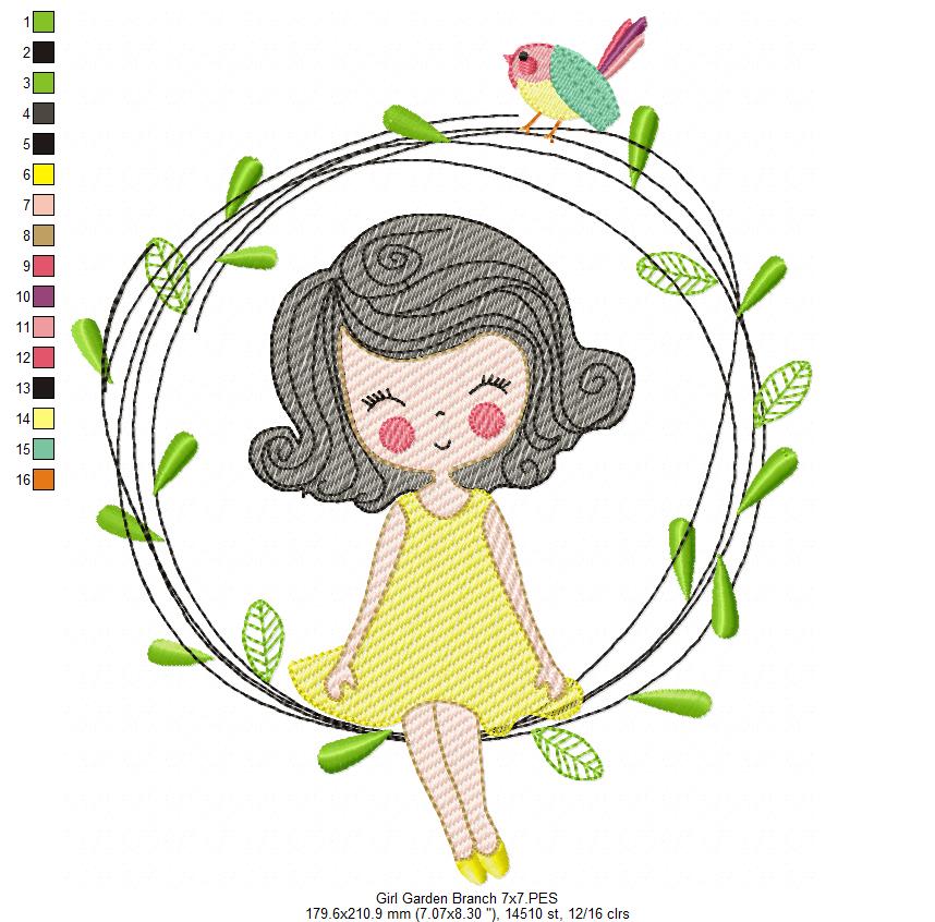 Girl on the Garden Branch - Rippled