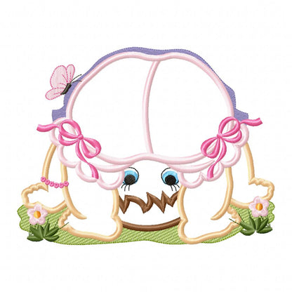 Baby Girl Looking Through her Legs - Applique