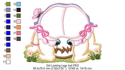 Baby Boy and Girl Looking Through her Legs - Applique - Set of 2 designs