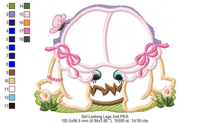 Baby Boy and Girl Looking Through her Legs - Applique - Set of 2 designs