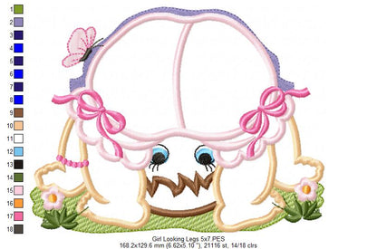 Baby Girl Looking Through her Legs - Applique