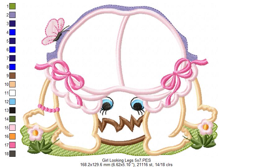 Baby Boy and Girl Looking Through her Legs - Applique - Set of 2 designs