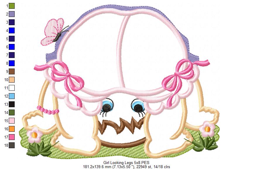 Baby Girl Looking Through her Legs - Applique