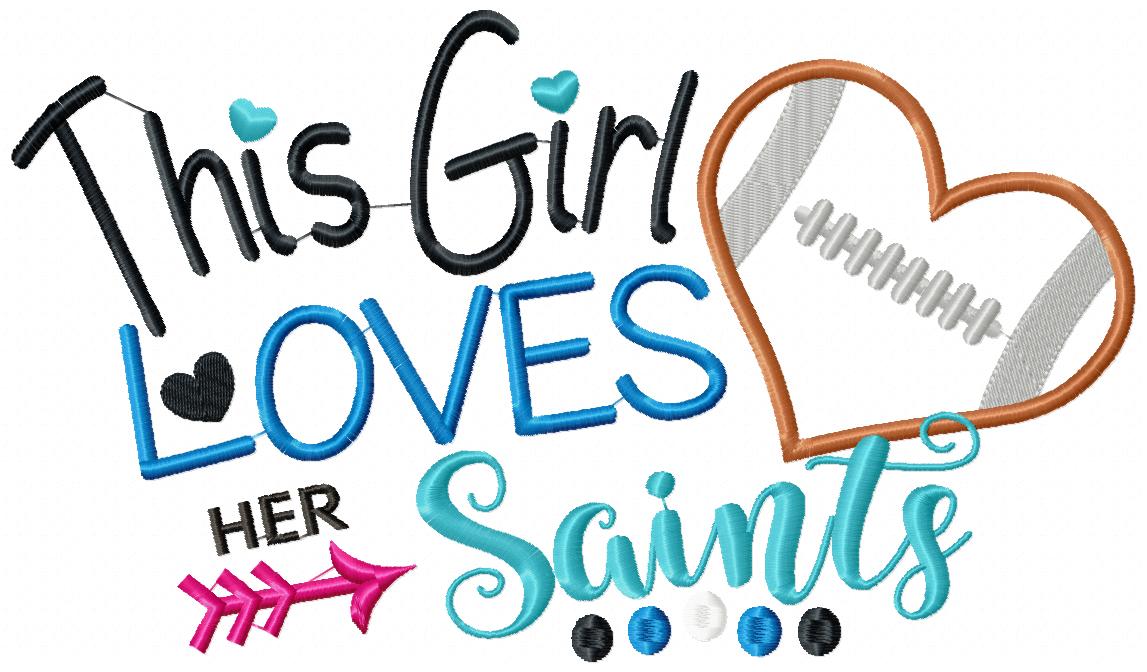 Saints Football Heart - Applique - Machine Embroidery Design