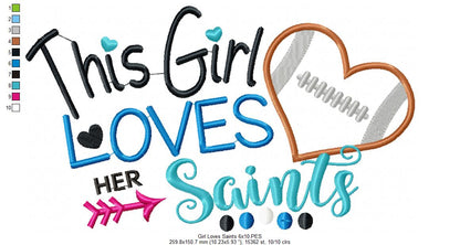 Saints Football Heart - Applique - Machine Embroidery Design