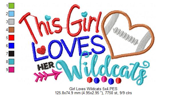 This Girl Loves Her Wildcats - Appliqué - Machine Embroidery Design