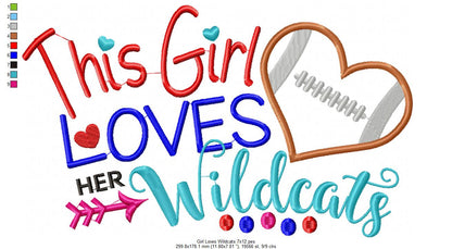 This Girl Loves Her Wildcats - Appliqué - Machine Embroidery Design
