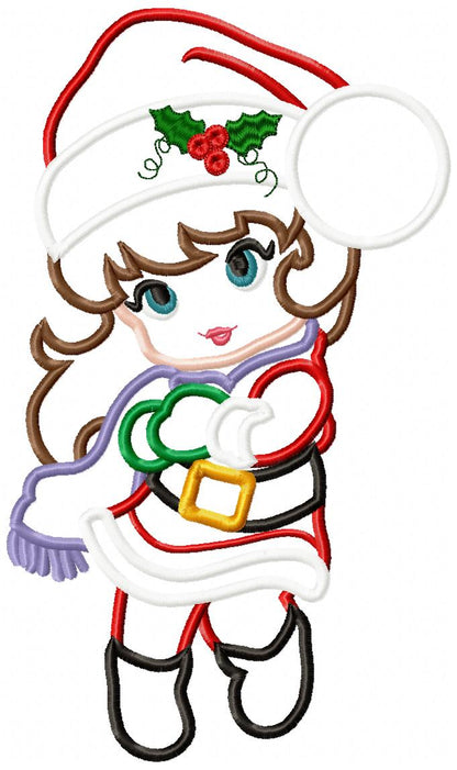 Christmas Santa Girl - Applique - Machine Embroidery Design