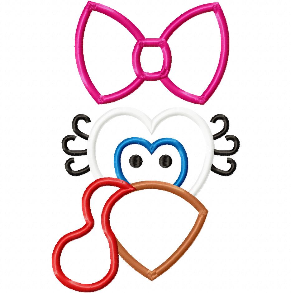 Girl Turkey Face Thanksgiving Design - Applique