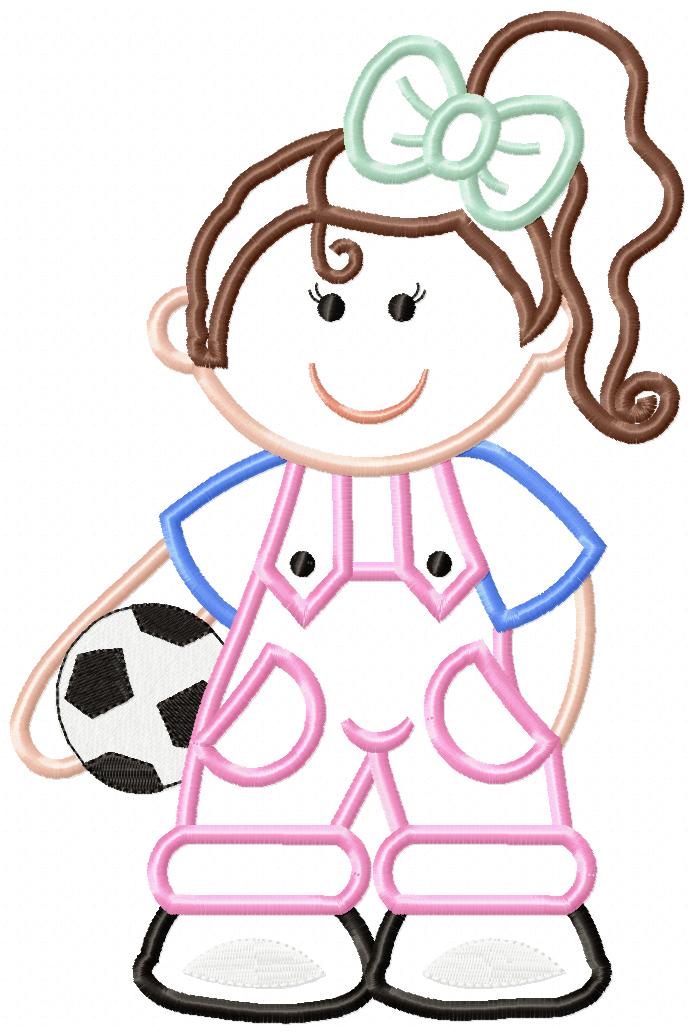 Girl with Soccer Ball - Applique