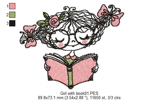 Girl with book - Fill Stitch