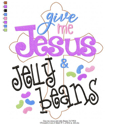 Give Me Jesus and Jelly Beans – Fill Stitch – Machine Embroidery Design