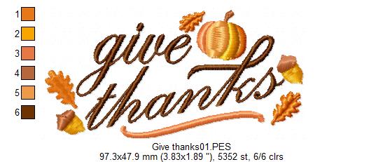 Give Thanks - Satin Stitch