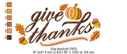 Give Thanks - Satin Stitch