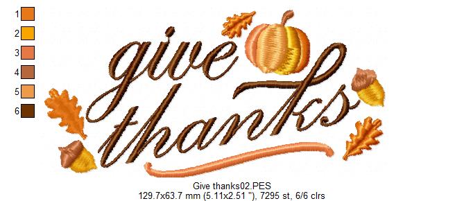 Give Thanks - Satin Stitch
