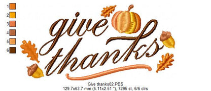 Give Thanks - Satin Stitch