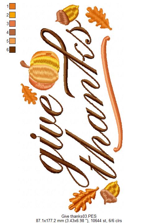 Give Thanks - Satin Stitch