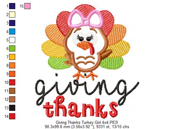 Giving Thanks Turkey with Bow - Applique