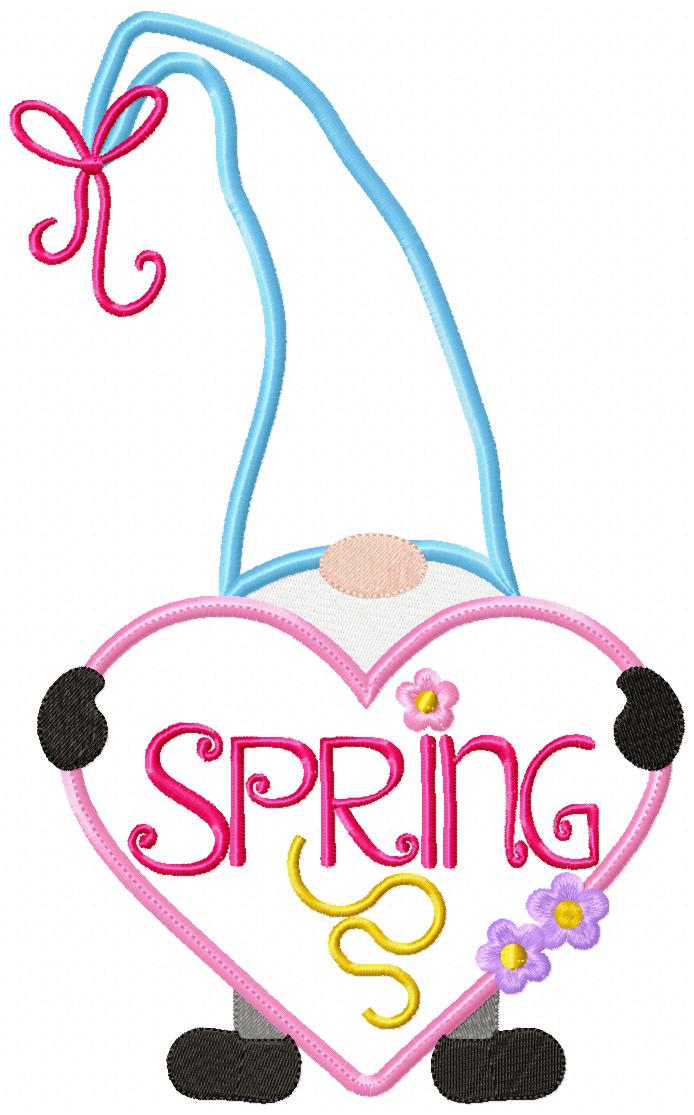 Spring Gnome Heart - Applique