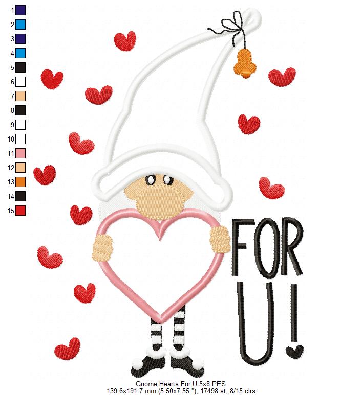 Love Gnome For U! - Applique Embroidery