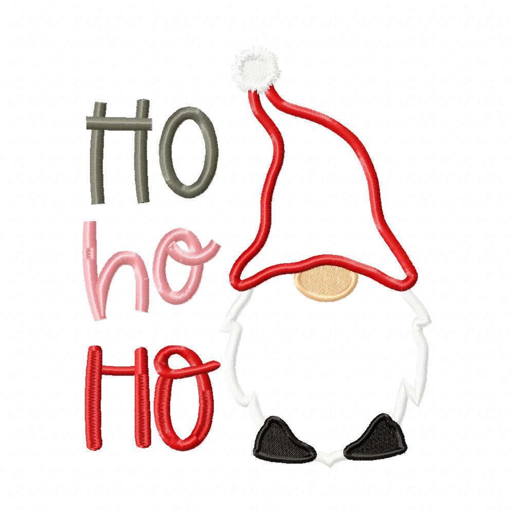 Christmas Gnome Ho Ho Ho - Applique Embroidery