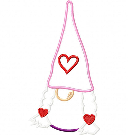 Love Gnome Girl - Applique - Machine Embroidery Design