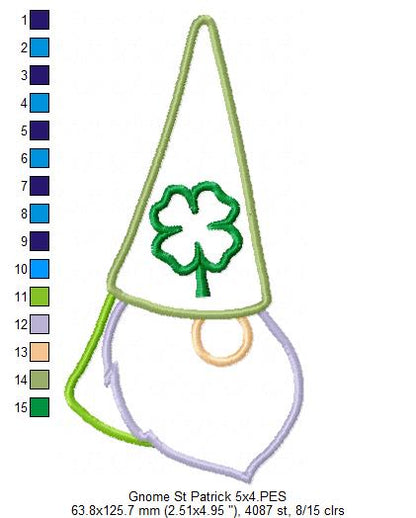 Little St. Patrick's Gnome - Applique