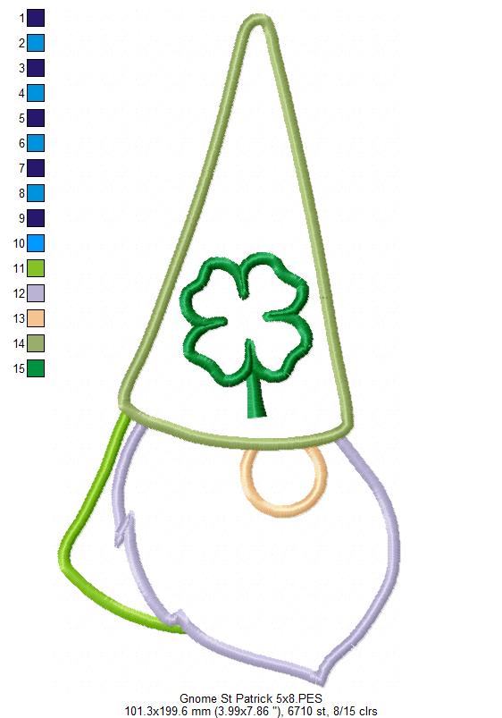 Little St. Patrick's Gnome - Applique