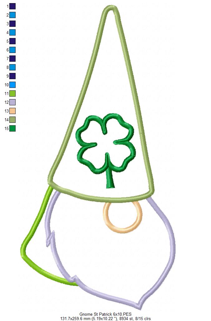 Little St. Patrick's Gnome - Applique