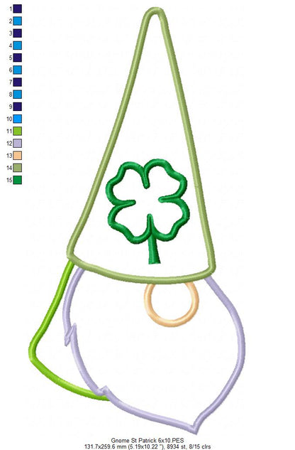 Little St. Patrick's Gnome - Applique