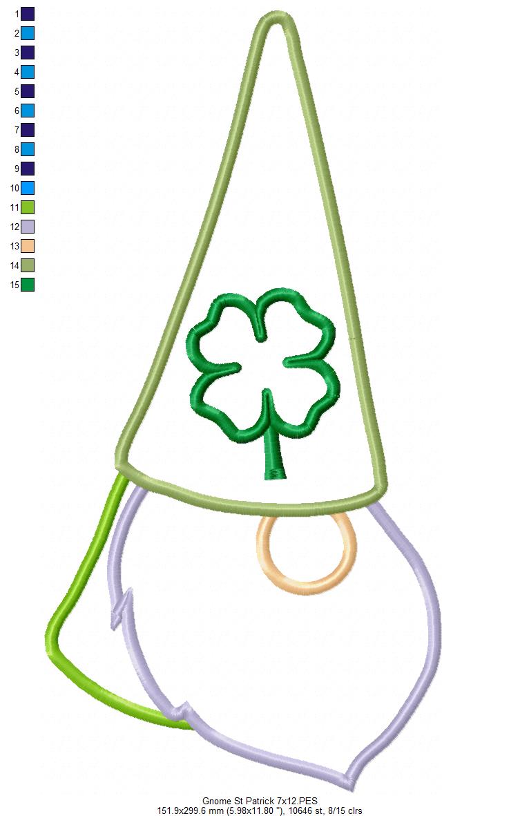 Little St. Patrick's Gnome - Applique