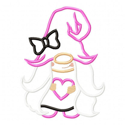 Valentines Gnome Girl with Heart - Applique Embroidery